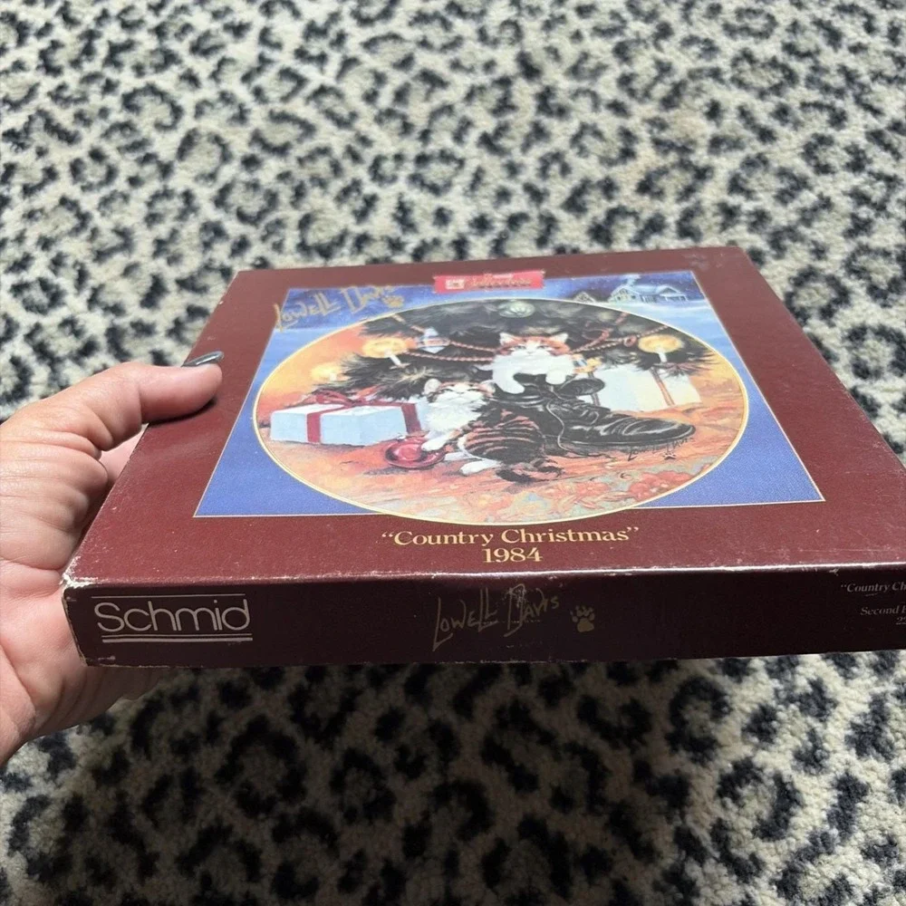 Lowell Davis Country Christmas‎ Cat Plate VTG Christmas In Box, 3835/7500 1984